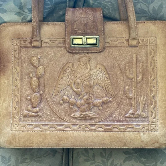 Vintage Mexican Leather Purse 👜 Tote - Picture 2 of 14